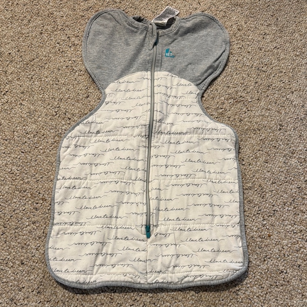 Love to Dream Gray and White Quilted Infant swaddle